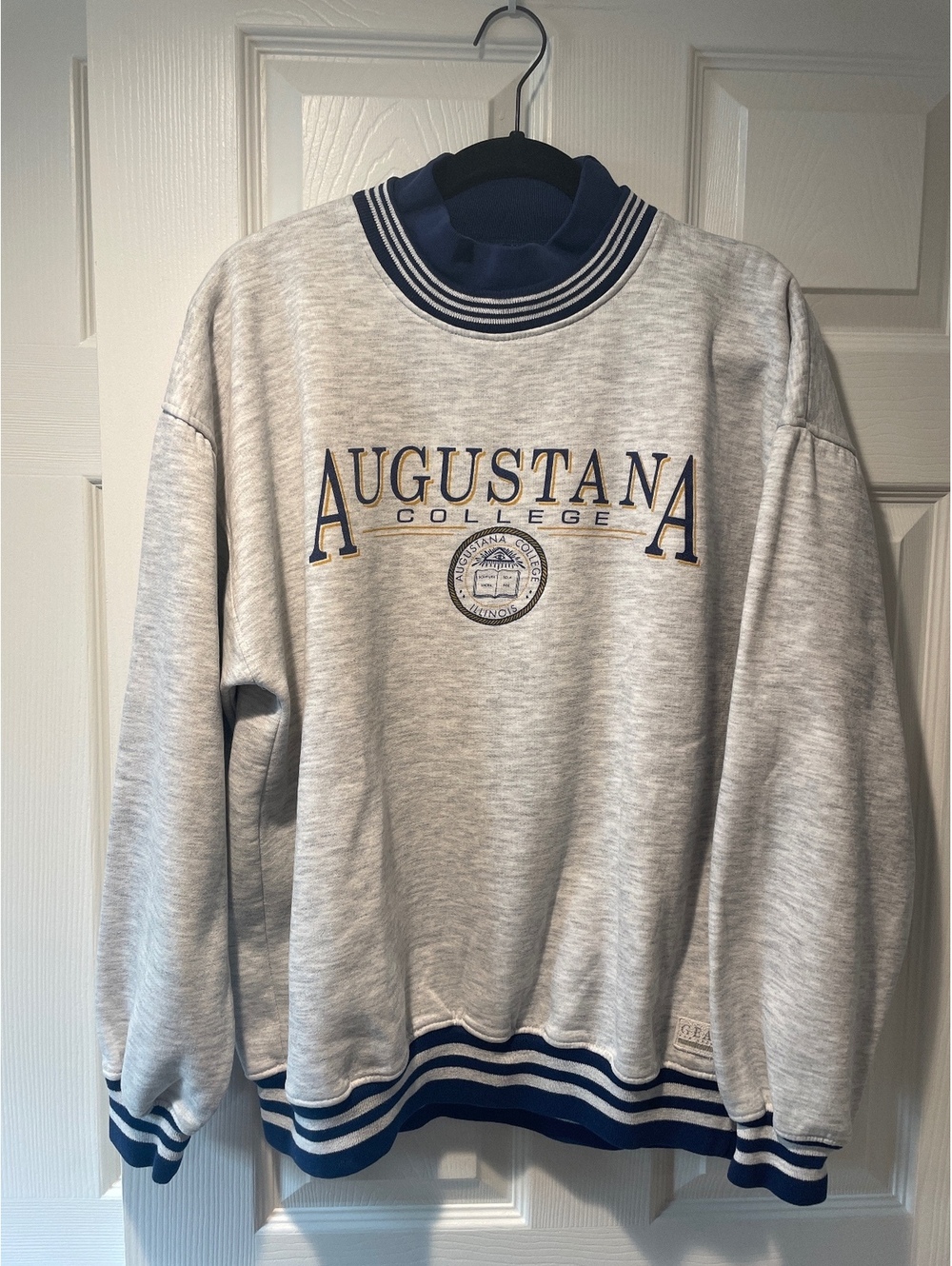 Vintage Augustana College Sweatshirt XL GEAR FOR SPORTS 90s Gray Mock Neck